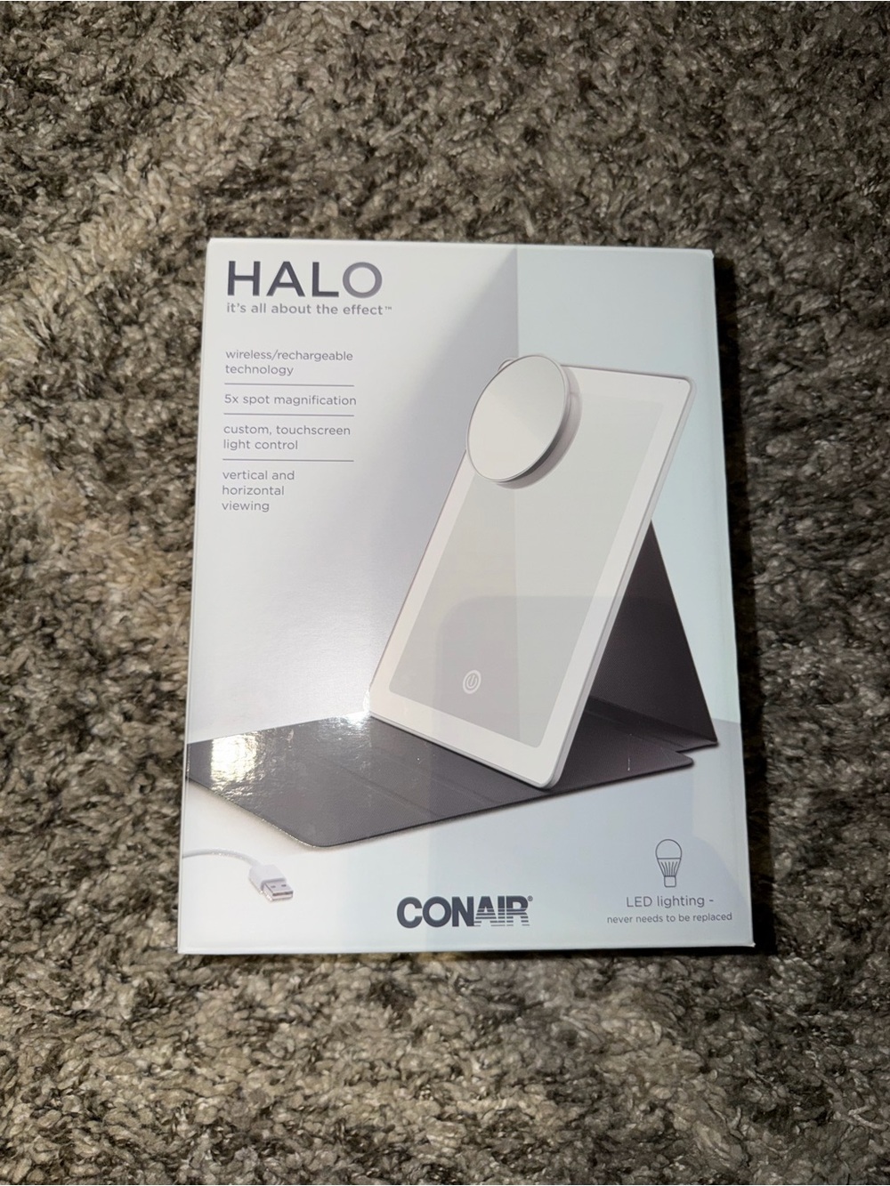 Conair HALO LED Lighted Makeup Mirror 5x Magnification Rechargeable